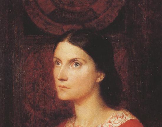 George Frederick watts,O.M.,R.A. Portrait of Lady Wolverton,nee Georgiana Tufnell,half length,earing a red dress (mk37) Germany oil painting art